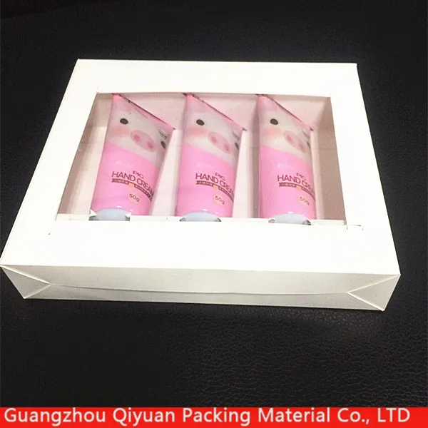 printing white packaging gift set box with window for cosmetics