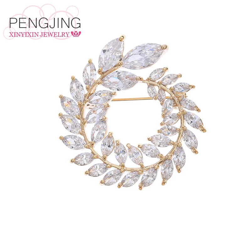 Wholesale 2019 Fashion Cubic Zirconia Wreath Women Brooch Silver Leaf Circle Elegant Pin Dress Suit Accessories Crystal Jewelry
Wholesale 2019 Fashion Cubic Zirconia Wreath Women Brooch Silver Leaf Circle Elegant Pin Dress Suit Accessories Crystal Jewelry