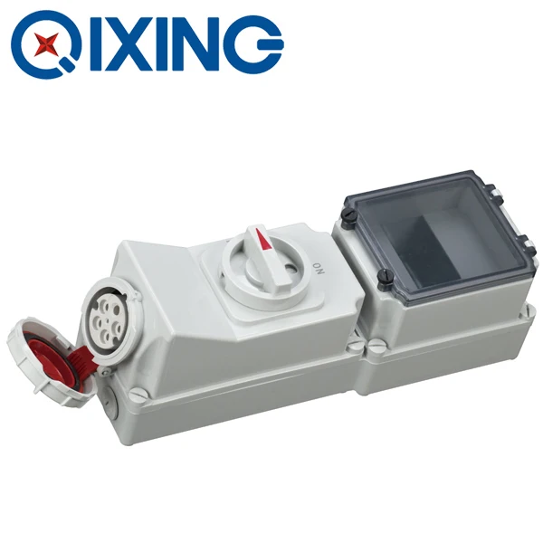 combinations of Socket and switches and mechanical interlock and DIN standard mounting rails