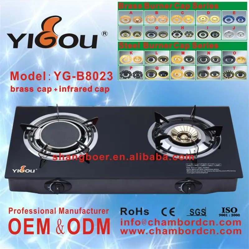YG-B8023 brass cap set gas stove and range hood