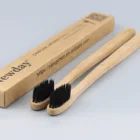 medium handle biodegradable eco bamboo toothbrush with soft tapered PBT bristles