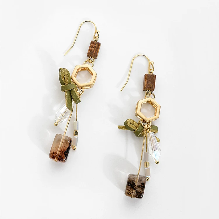 Women Dark Green Leather Bowknot Natural Stone Drop Earrings Vintage Gold Long Dangle Earrings Jewelry (KDR034), Same as the picture
Women Dark Green Leather Bowknot Natural Stone Drop Earrings Vintage Gold Long Dangle Earrings Jewelry (KDR034), Same as the picture
