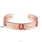 CB-6581 Gold plated greek key pattern magnetic copper bracelet attached ring