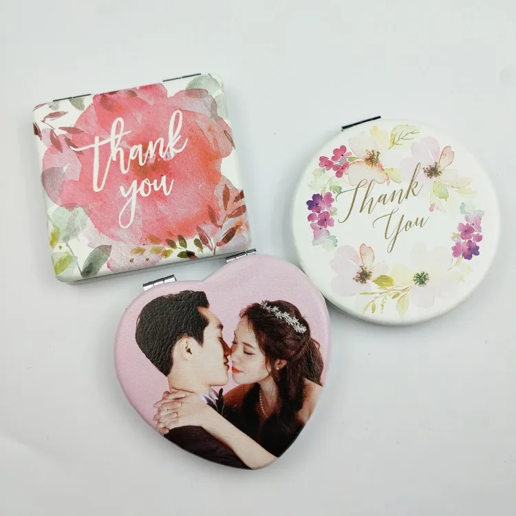 custom promotional items pu makeup mirror wedding souvenirs gift