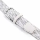 Elastic Belt Factory Custom Adjustable Stretchy White Women Braided Elastic Belt with Leather Loop End