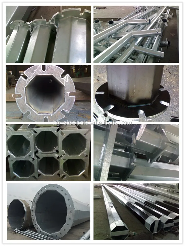 13.8KV Galvanized Steel Tubular Pole with AWS D 1.1 Welding and 25 Years Lifespan ISO9001-2008 Certified