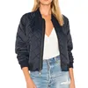 Best online shopping ladies clothes nylon blend front zipper women quilted bomber jacket