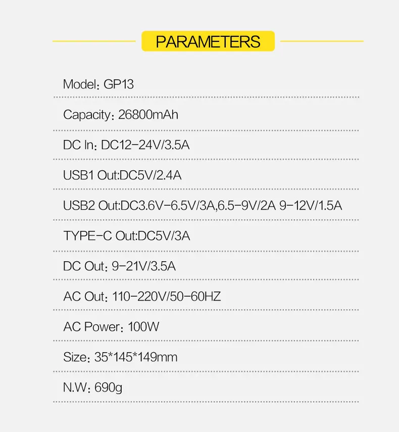 26800Mah portable AC socket laptop power bank with ac outlet - ANKUX.COM