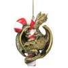 Christmas Tree Ornaments polyresin- Sweet Tooth Dragon on Candy Cane Holiday Ornament - Dragon Statue - Christmas Decorations