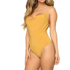summer all-match classical mustard spaghetti strap bodysuits for women wholesale