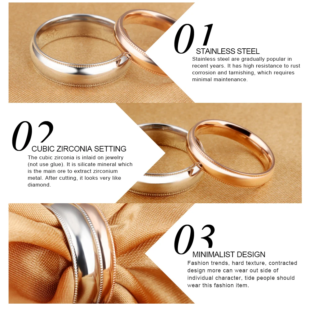 factory wholesale stainless steel wedding rings set for couples