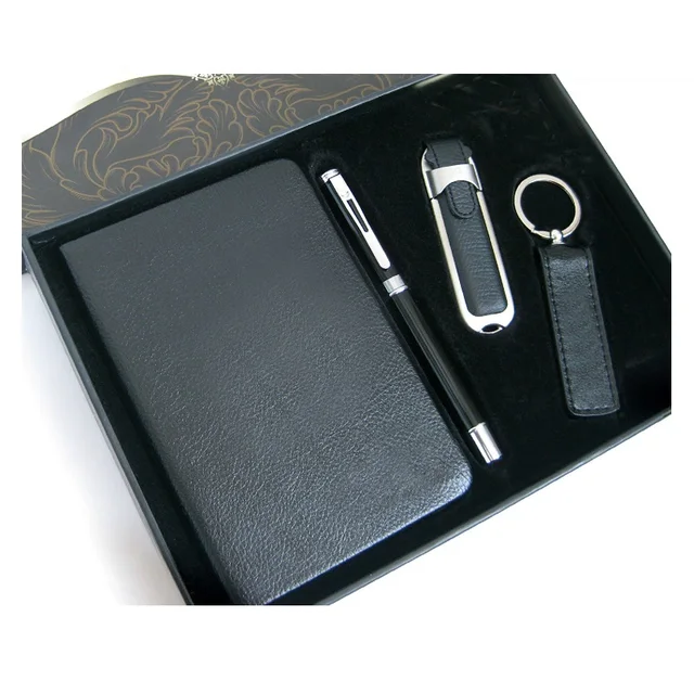 promotion custom leather notebook and pen gift set ,cute fancy