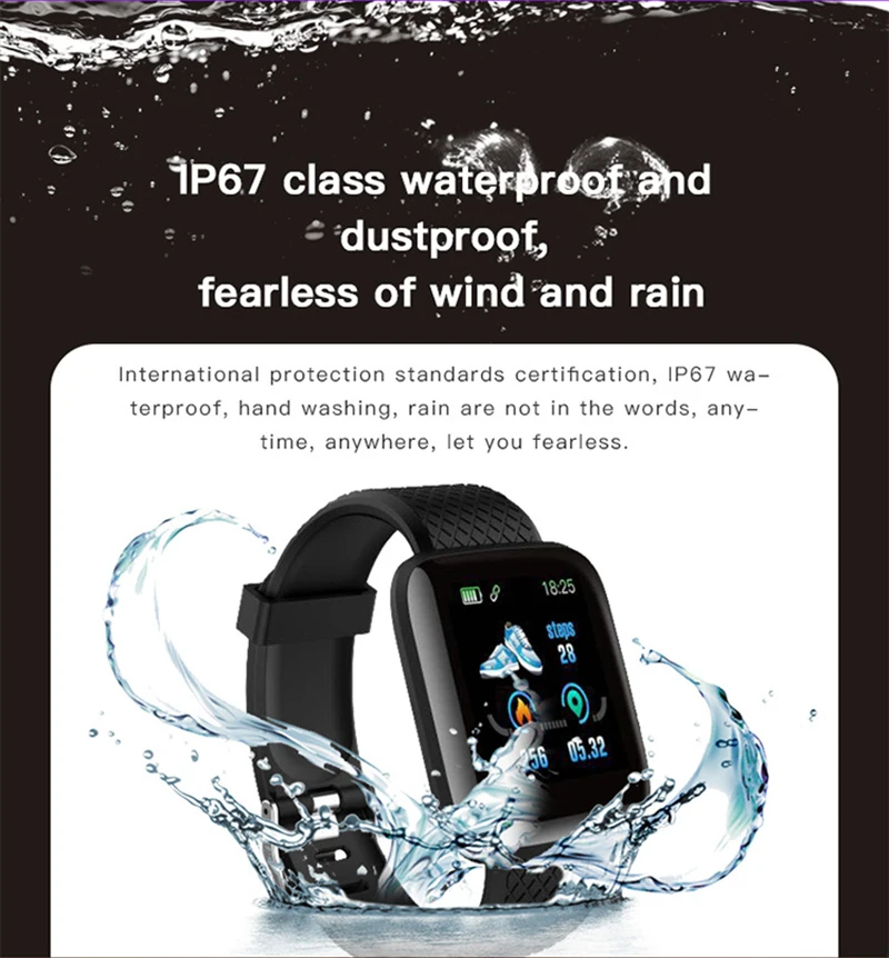 Warmwave 116 PLUS Color Screen Smart Bracelet Watch Heart Rate Blood Pressure Monitoring IP67 Waterproof Wrist Band - ANKUX Tech Co., Ltd