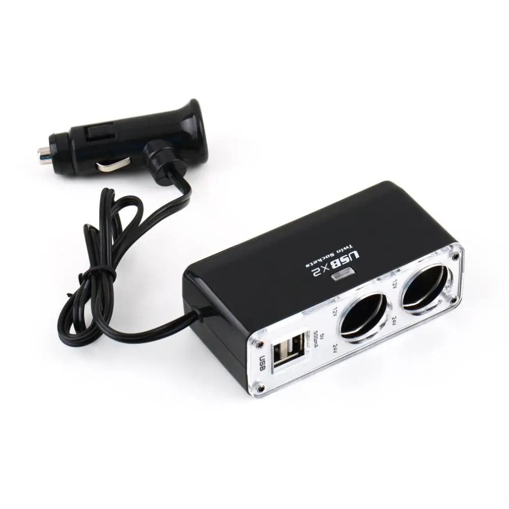 Double USB Port 2 Way Auto Car Cigarette Lighter Socket Splitter Charger Plug Adapter DC 12V
Double USB Port 2 Way Auto Car Cigarette Lighter Socket Splitter Charger Plug Adapter DC 12V
