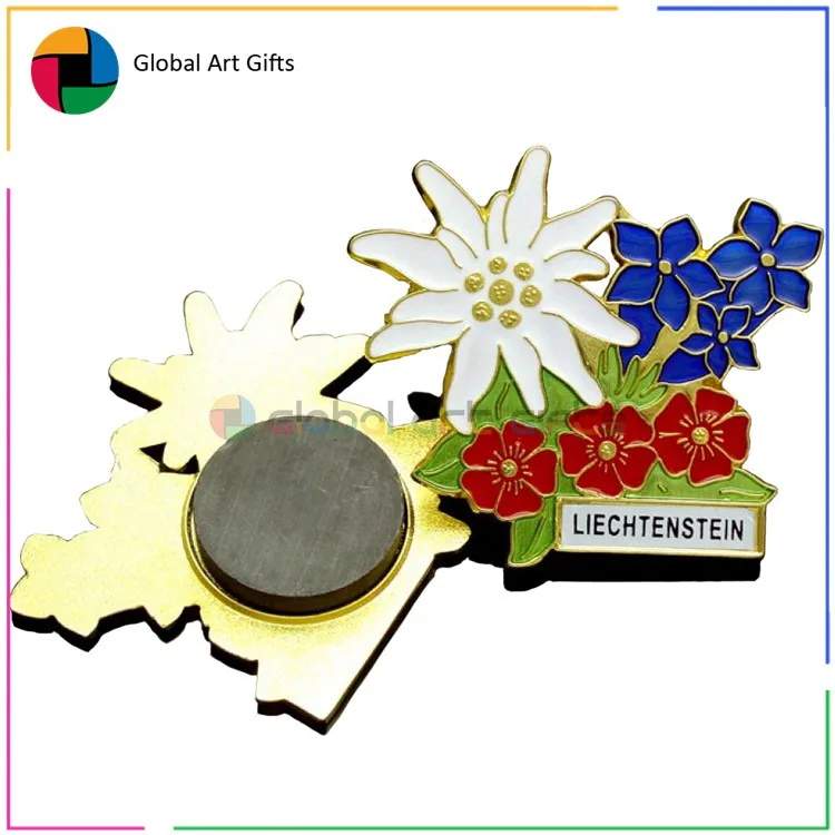 2018 Custom delicate metal flower shape ref fridge magnet with your logo 