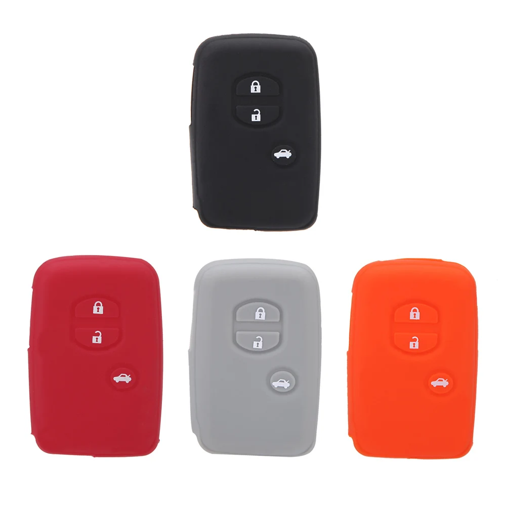 Silicone Skin Car Remote Fob Key Shell Holder for Toyota Land Cruiser Prado(2010) 3 Buttons Uncut Blade Case Cover