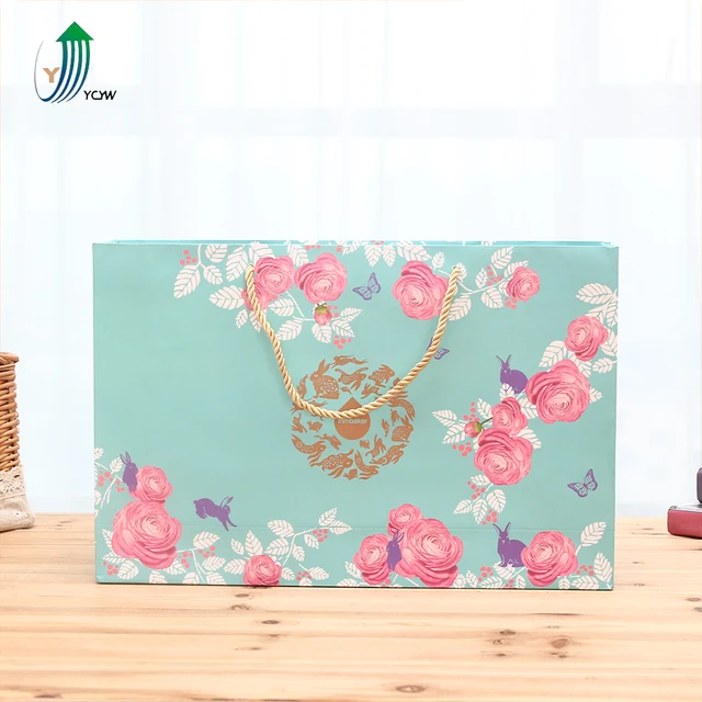 luxury decorative laminated recycled wedding gift paper bag