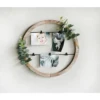 Custom vintage home decoration family floating display round wall wood and mdf picture photo frame with metal line and clip