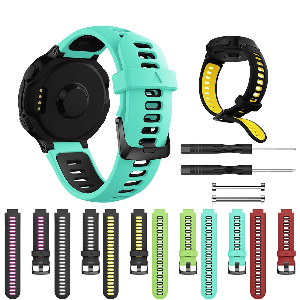 

Tschick Silicone Watch Band Replacement Solft Silicone Strap For Garmin Forerunner 230/220/ 235/620/ 630/ 735XT, Multi-color optional or customized