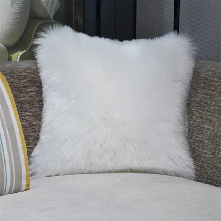Luxury wholesale Long fur sheepskin Fake Fur cushion decorative throw pillows case cover