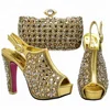 nigeria party shoes and bag set gold shoes and matching bag ladies wedding shoes and bag to match ES40-2