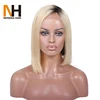Short Length Stock Two Tone 1b 613 Color Blonde Glueless Full Lace Front Human Hair Ombre Short Blonde Wig Bob