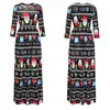Factory Price Loose 3/4 Sleeve Maxi Dresses Xmas Pattern Big Size Fashion Essential Winter Party Dress