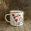 bulk professional enamel metal tin steel coffee camping cups with handles and flower printing