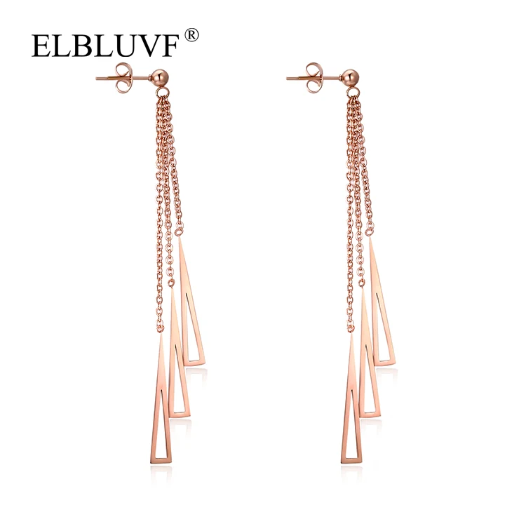 ELBLUVF Free Shipping Stainless Steel New Design Rose Gold Long Chain Triangle Shape Earrings
ELBLUVF Free Shipping Stainless Steel New Design Rose Gold Long Chain Triangle Shape Earrings
