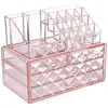 Creative pink transparent acrylic cosmetics display stand plexiglass cosmetic storage box multi-layer drawer set