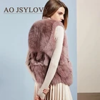Hot sale natural real vest furry sandals soft fox fur vest for women