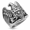 NEW Wholesale Eagle with Star Shield Stainless Steel Biker Cast Band Finger Ring Sizes 7-14