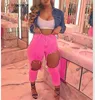 GC-86962529 Wholesale women plus sized ripped high waist wholesale skinny pink denim jeans African clothing