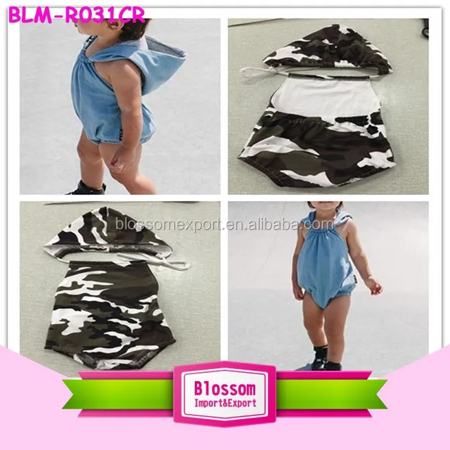 camouflage kids one piece jumpsuit unisex backless infant camo