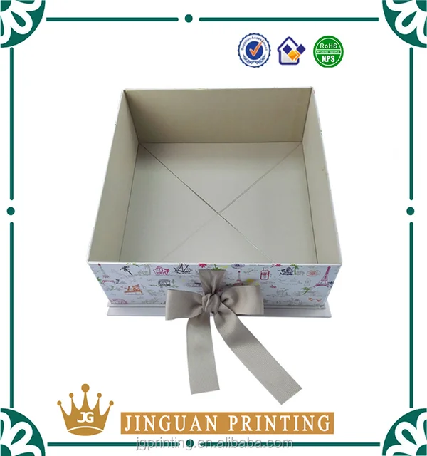custom ribbon closure wedding favors cardboard gift box foldable
