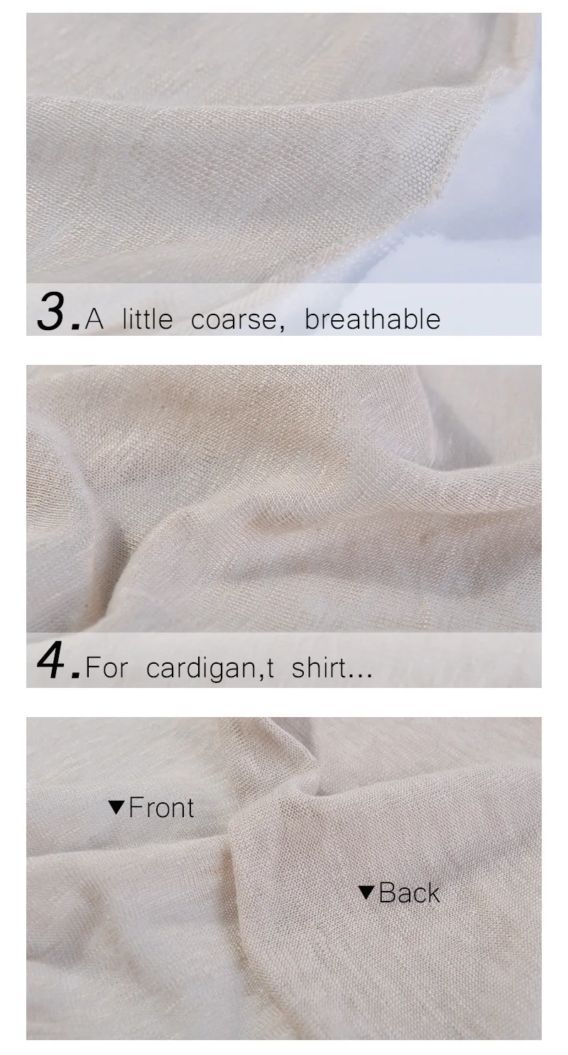 95gsm plain dyed knitted pure linen fabric for shirt