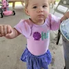 2019 Cotton infant Short Sleeve pink Bodysuit + mermaid scale Girl tutu Skirt set Infant romper 2Pcs/Set