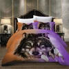 Wolf Lion Beast Pattern Bed Sheet Set Purple Brown Dark Color Bedding Set Bed Sheet Polyester Hot Sale 3pcs Quilt Cover Set