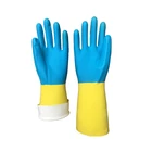 Blue neoprene and yellow latex dipped Industrial gloves/blue safety neoprene and latex glove