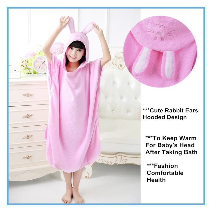 Cotton Bathrobe Hooded Pullover Beach Towel Robe 14