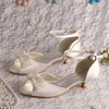 Bridal Low Heel Wedding Sandals Cream