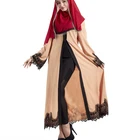 New muslim retro women's islamic floral cardigan robes abaya lotus leaf loose palace wind long skirt
