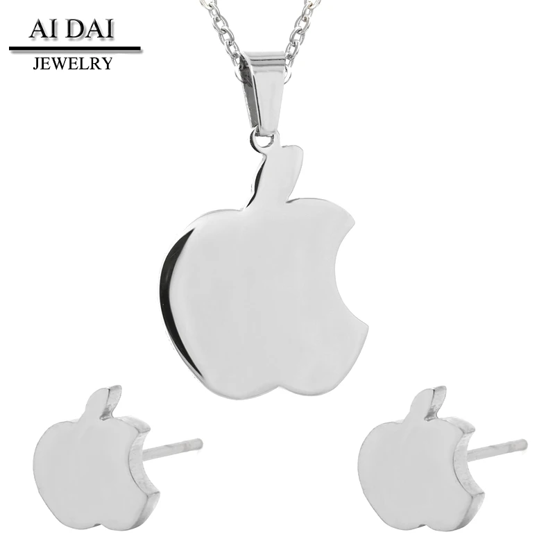 wholesale American popular jewelry, silver color Apple jewelry sets, necklaces and earrings stainless steel set
wholesale American popular jewelry, silver color Apple jewelry sets, necklaces and earrings stainless steel set