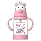Pinkah private label 350ml Bpa free plastic baby training cup feeding bottle ppsu bottle with double handle