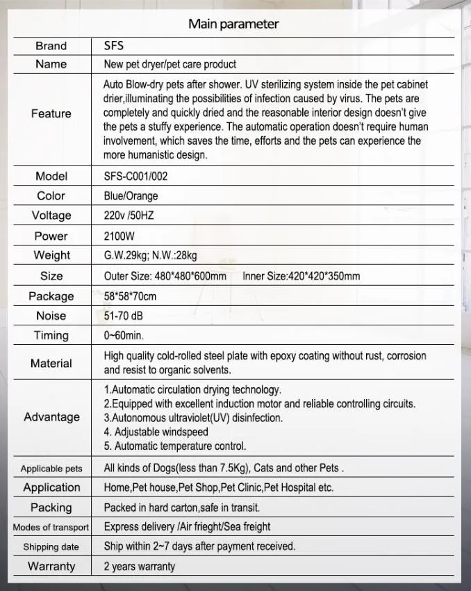 Home Dog Cat Hair Dryer Machine for Pet Shop Pets Weight Under 15kgs