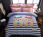 Woodland Animal Friends Bear Rabbit Flower Bedding Pink Green Orange Yellow Teen kids Duvet Cover Set 100% Cotton printed