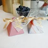 Cute Triangular Pyramid Baby Shower Candy Gift Box Wedding Party Favors Marbled Paper Candy Box