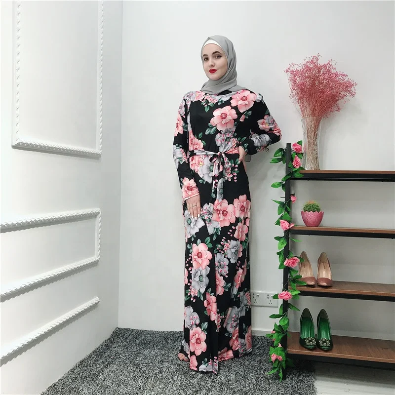 2019 new arrival floral print jersey fabric abaya islamic dress for women, Black, navy, light blue
2019 new arrival floral print jersey fabric abaya islamic dress for women, Black, navy, light blue