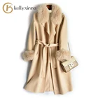 winter korean women coat long trench wool coat with belt