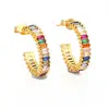 Top Quality Recyclable Gold Plated Colorful CZ Rainbow CZ Hoops Stud Earrings